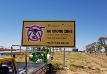 drone safety sign at Alice Springs airport